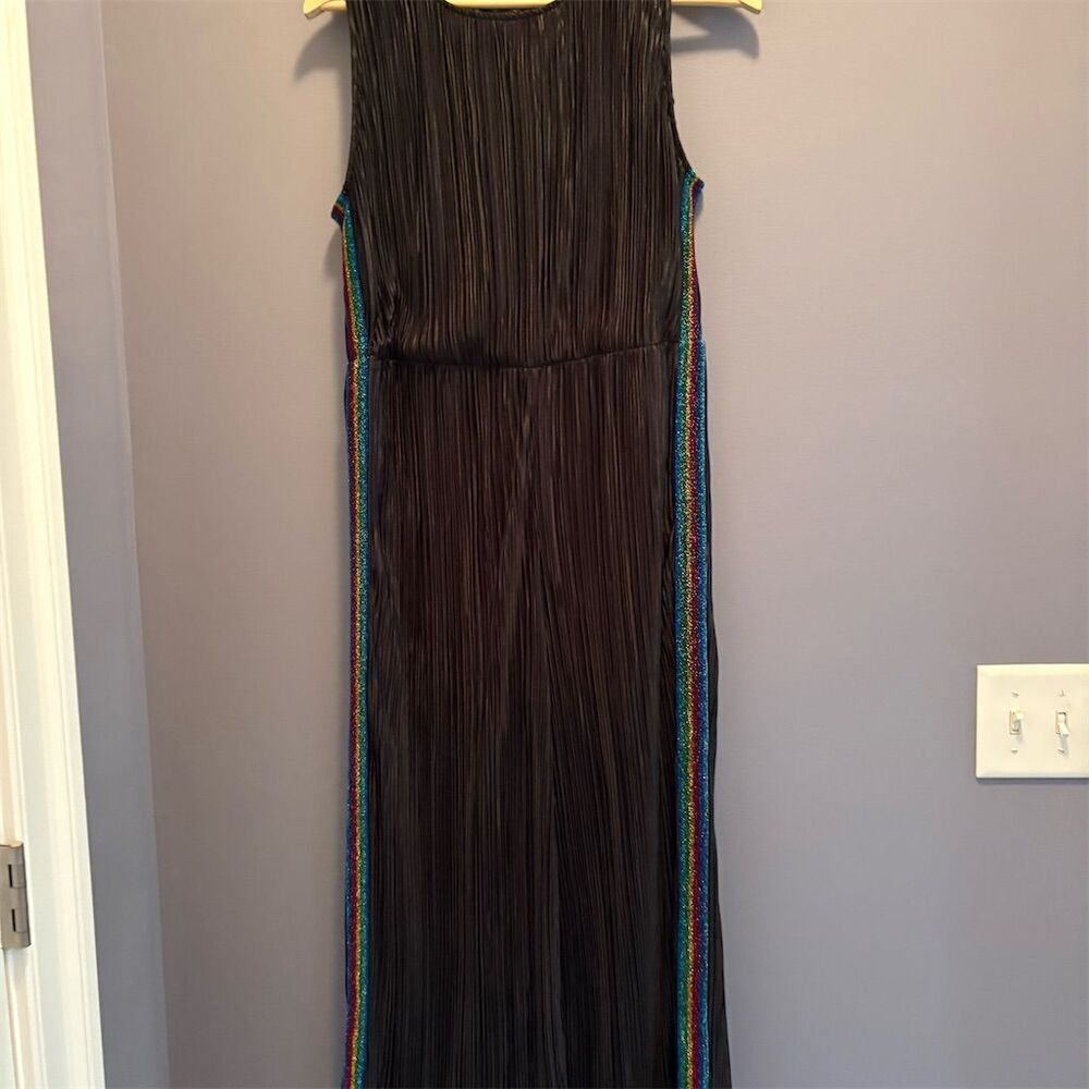 Wild Fable Women's Black Pleated Pantsuit w/ Rainbow Stripes Size M